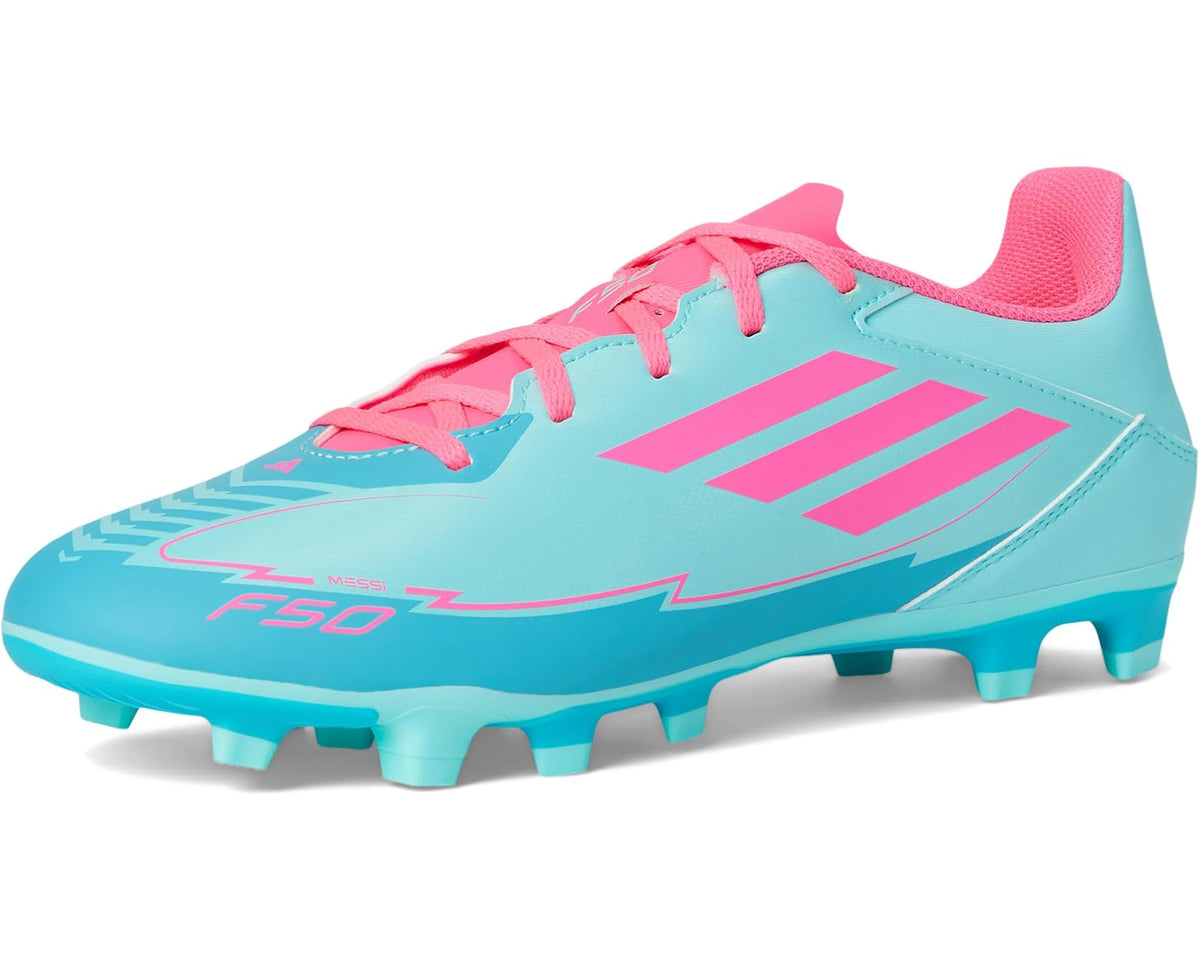 Unisex adidas F50 Club Messi Firm Ground/Multi Ground Soccer Cleats Flash Aqua/Lucid Pink/Lucid Cyan