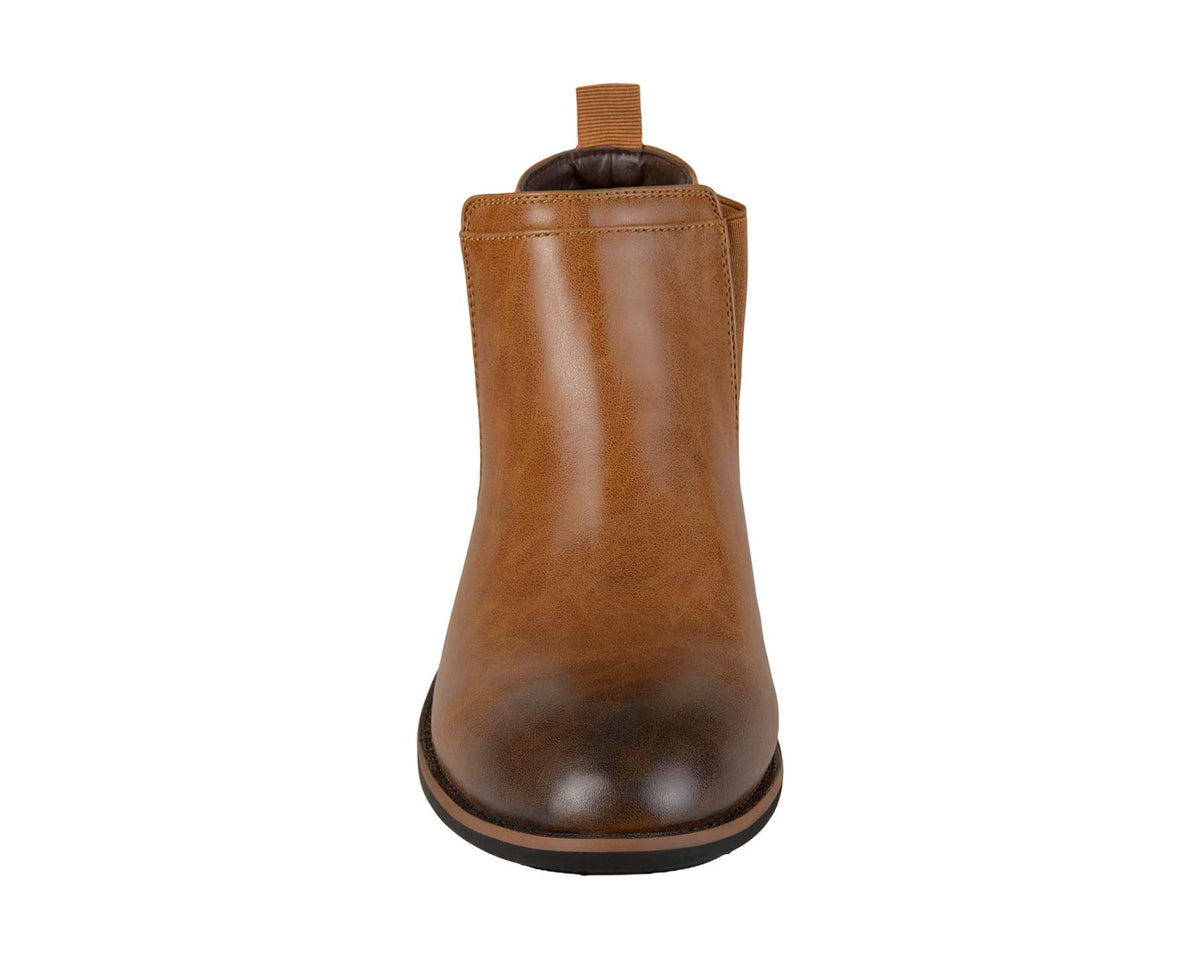 Men's Vance Co. Landon Chelsea Dress Boot Chestnut Faux Leather
