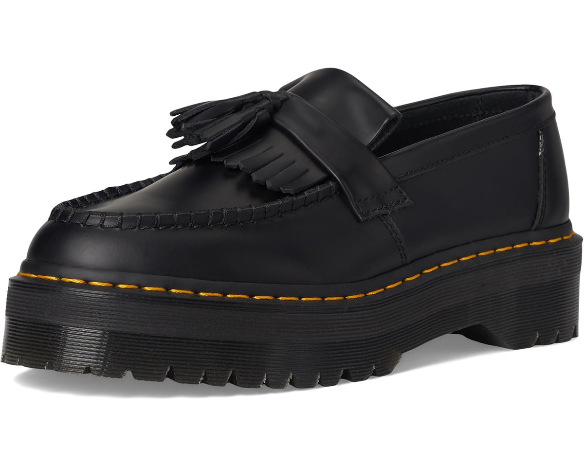 Unisex Dr. Martens Adrian Quad Leather Platform Loafers Black Smooth