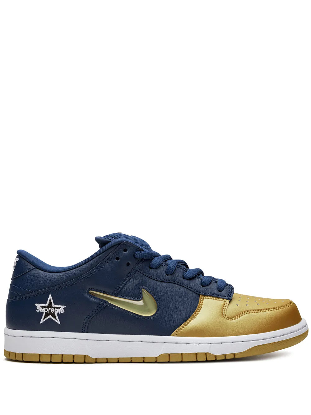 Nike X Supreme Sb Dunk Low Jewel Swoosh Gold/Navy Sneakers