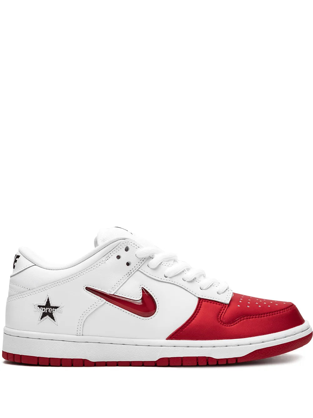 Nike X Supreme Sb Dunk Low Jewel Swoosh Red/White Sneakers