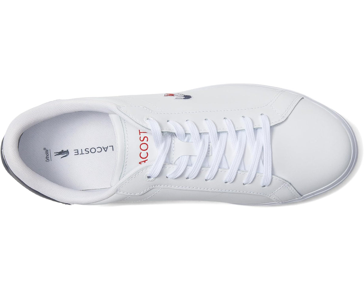 Men's Lacoste Powercourt Leather Sneakers White/Navy/Red