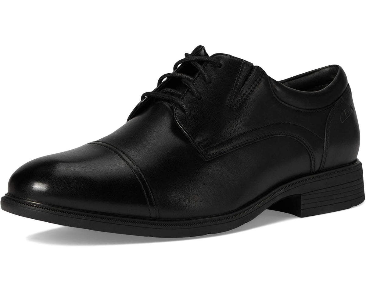 Men's Clarks Steadwell Cap Black Leather