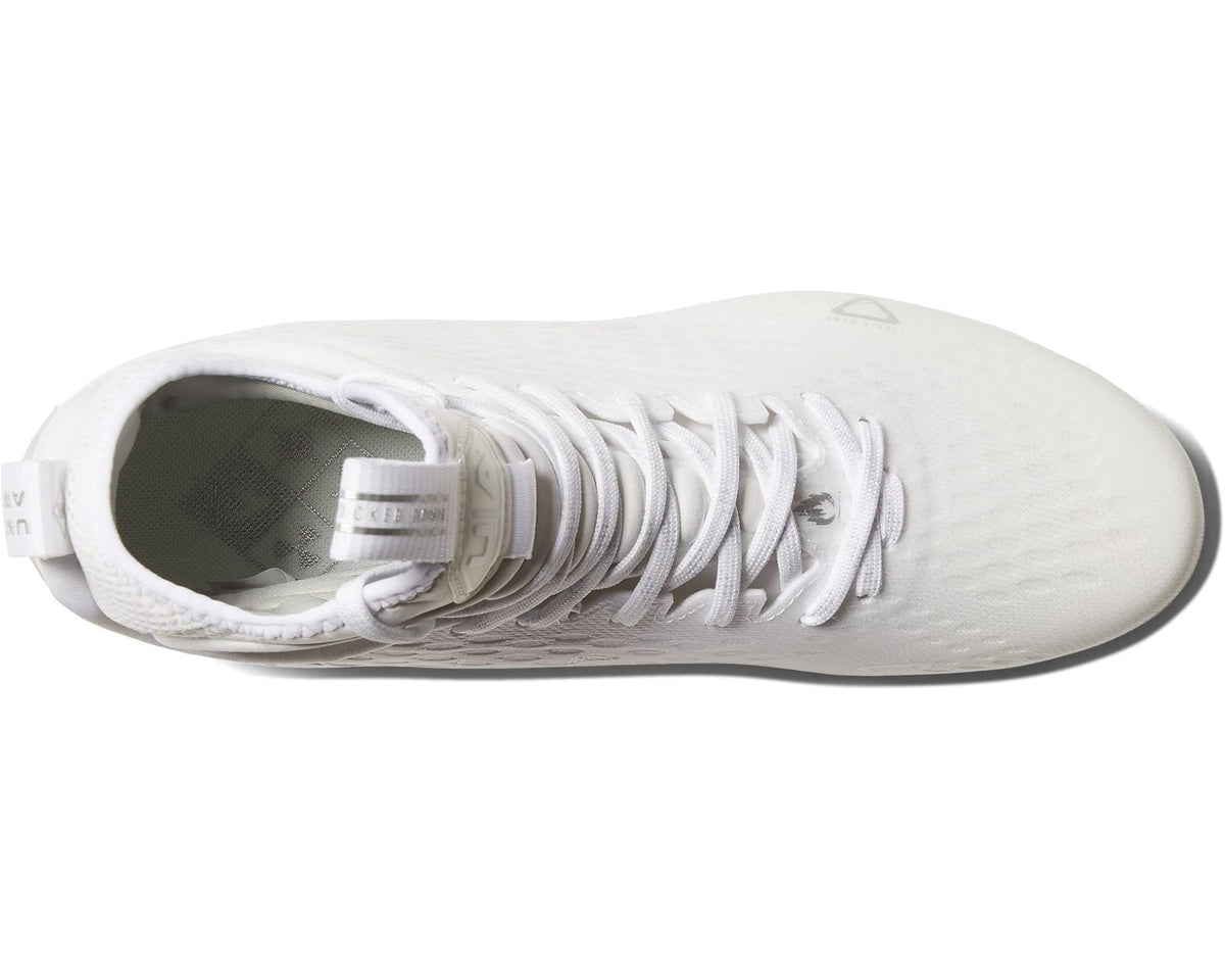 Men's Under Armour Spotlight Lux MC 2.0 Football Cleats White/White/Metallic Silver