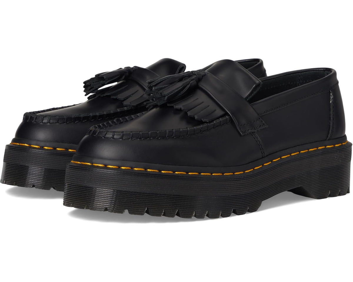 Unisex Dr. Martens Adrian Quad Leather Platform Loafers Black Smooth