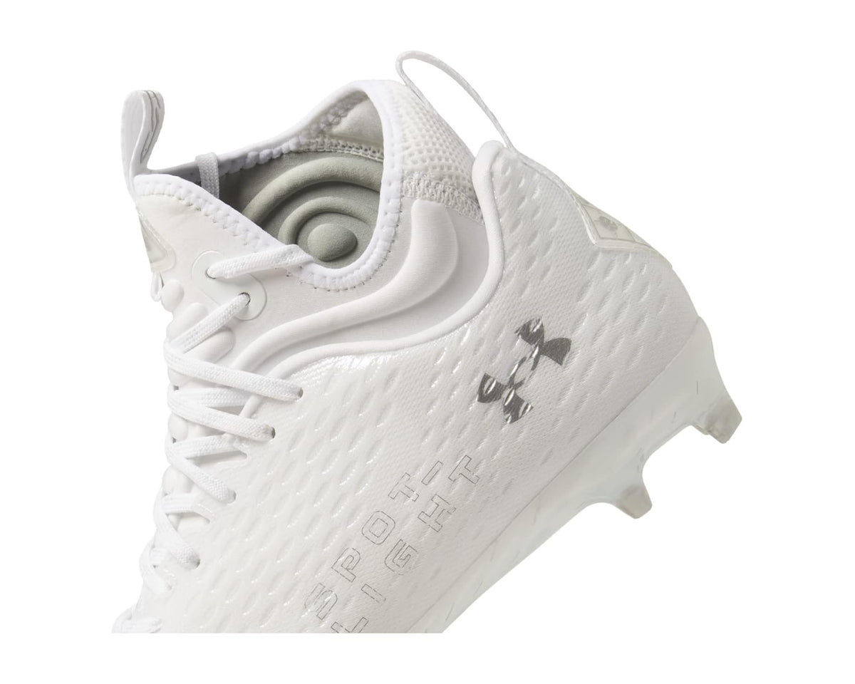Men's Under Armour Spotlight Lux MC 2.0 Football Cleats White/White/Metallic Silver