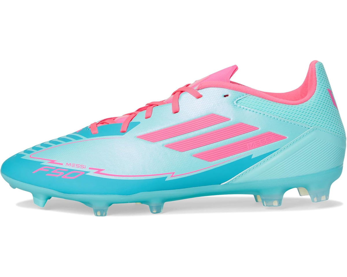 Unisex adidas F50 League Messi Firm Ground/Multi Ground Soccer Cleats Flash Aqua/Lucid Pink/Lucid Cyan
