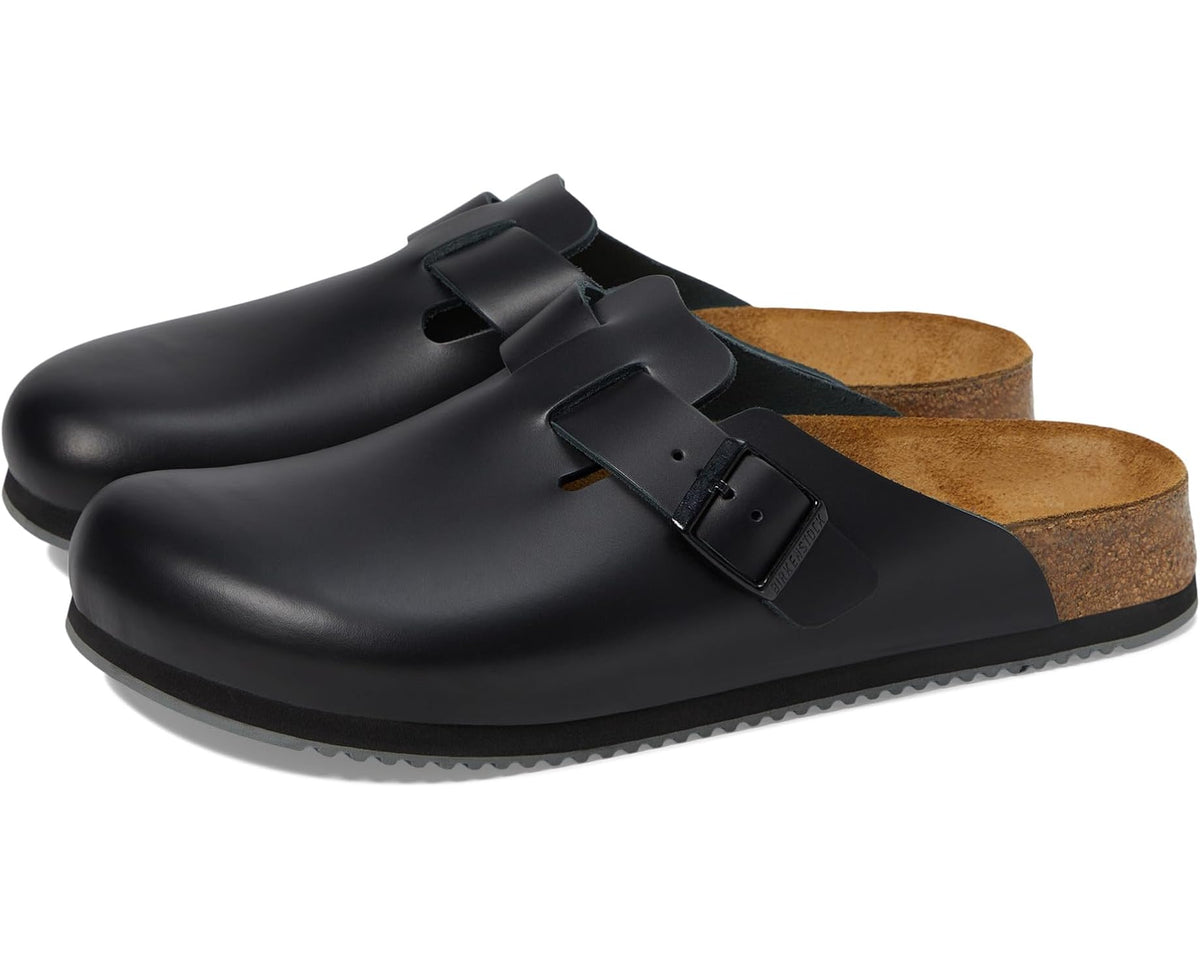 Unisex Birkenstock Boston Super Grip (Unisex) Black Leather