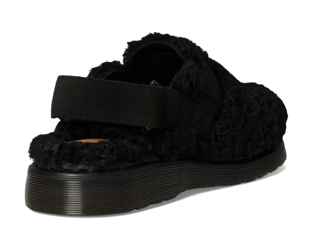 Unisex Dr. Martens Jorge II Faux Fur Lined Deluxe Borg Slingback Mules Black