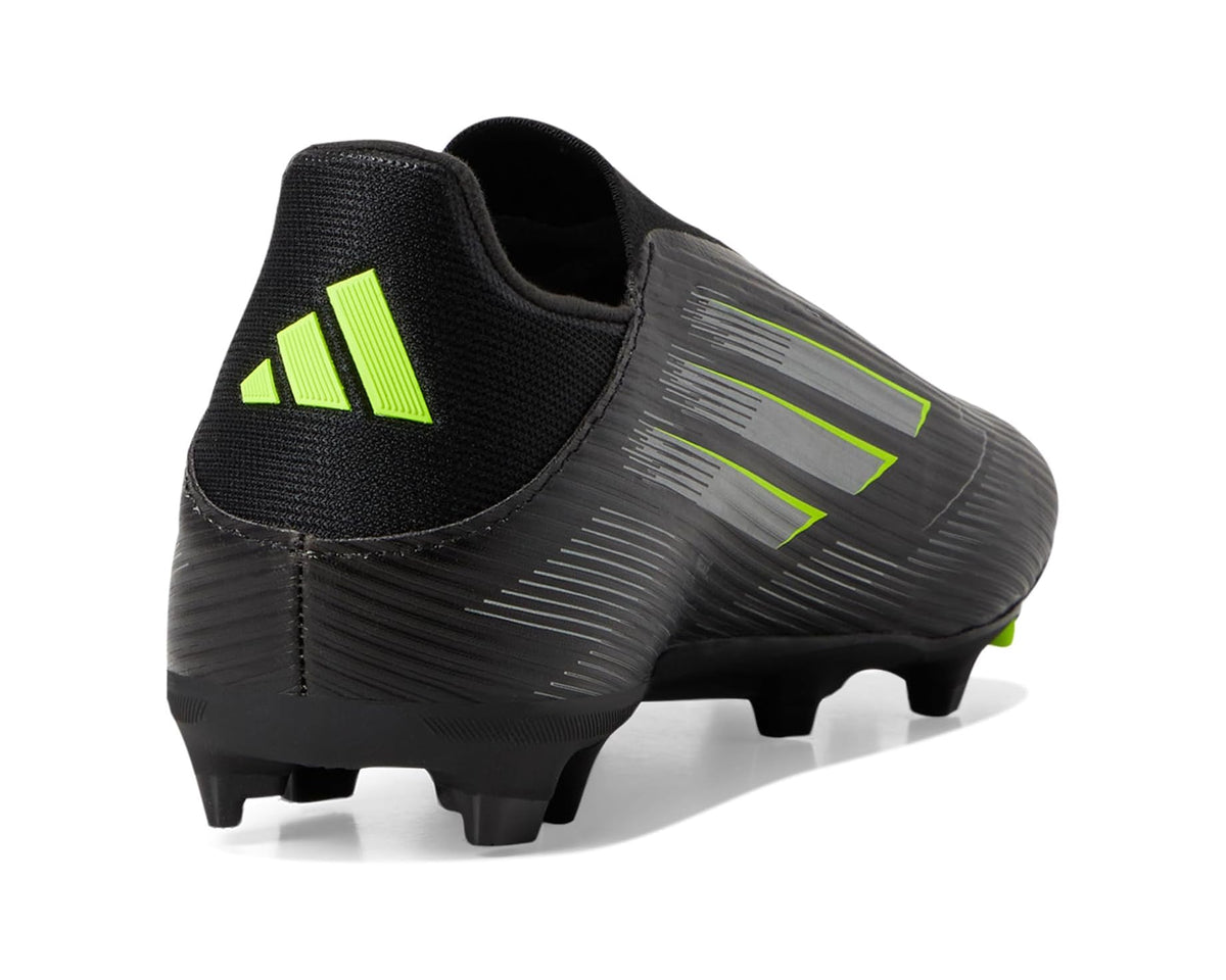Unisex adidas F50 League Laceless Firm Ground Soccer Cleats Black/Iron Metallic/Lucid Lemon