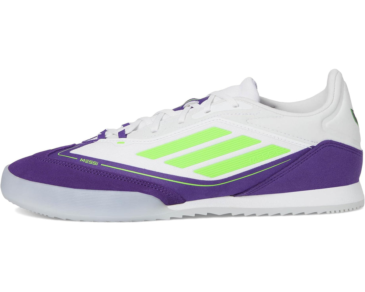Unisex adidas F50 Freestyle 24 Messi Indoor Soccer Cleats White/Lucid Lemon/Unity Purple