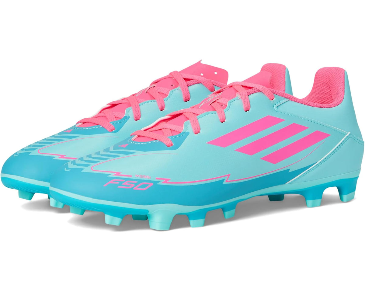Unisex adidas F50 Club Messi Firm Ground/Multi Ground Soccer Cleats Flash Aqua/Lucid Pink/Lucid Cyan