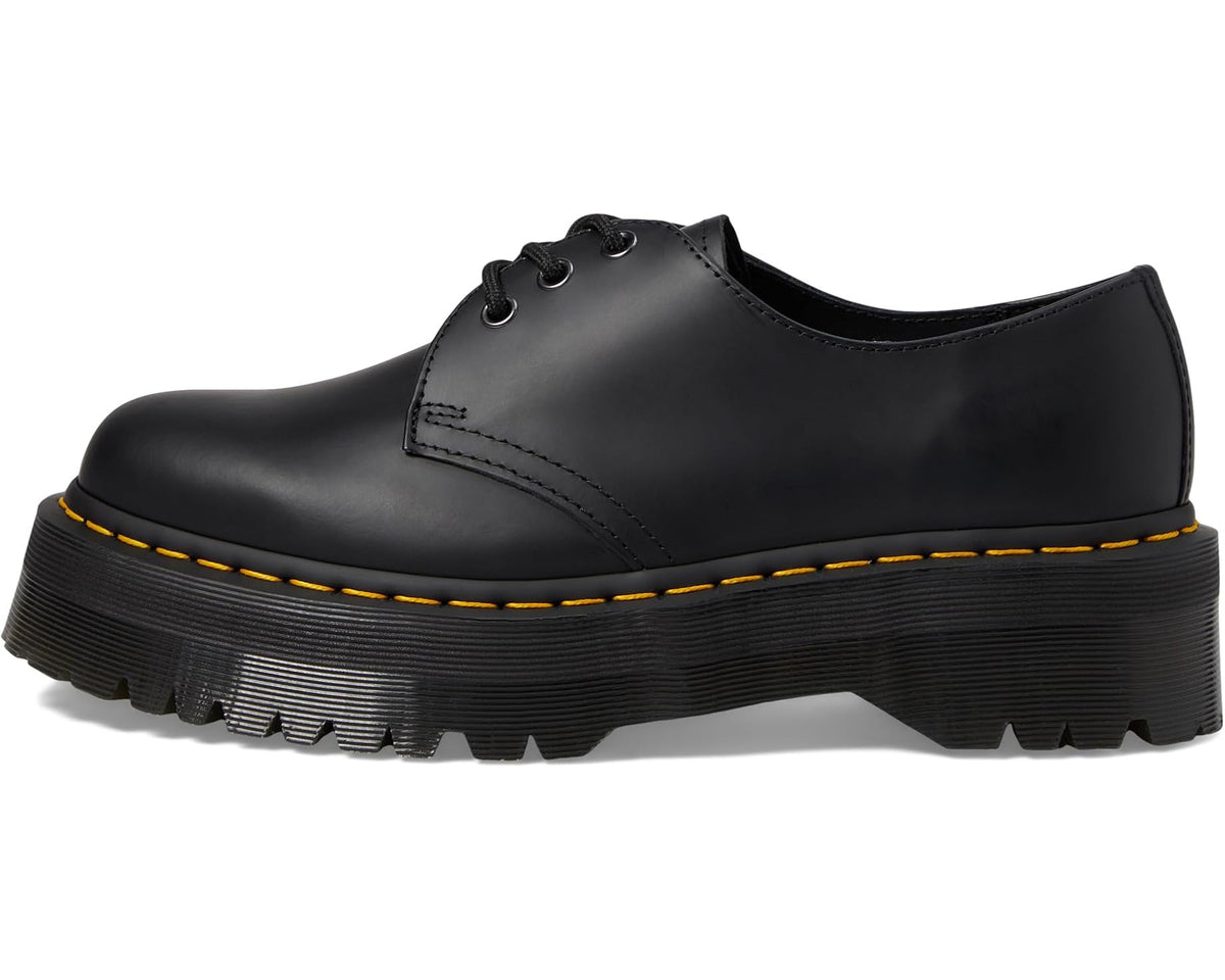 Unisex Dr. Martens 1461 Quad Smooth Leather Platform Shoes Black Polished Smooth