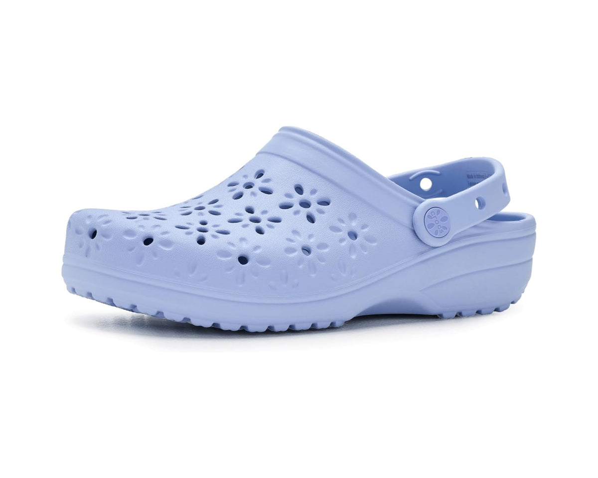 Unisex Crocs Classic Clogs with Floral Cut Out Design Blue Haze