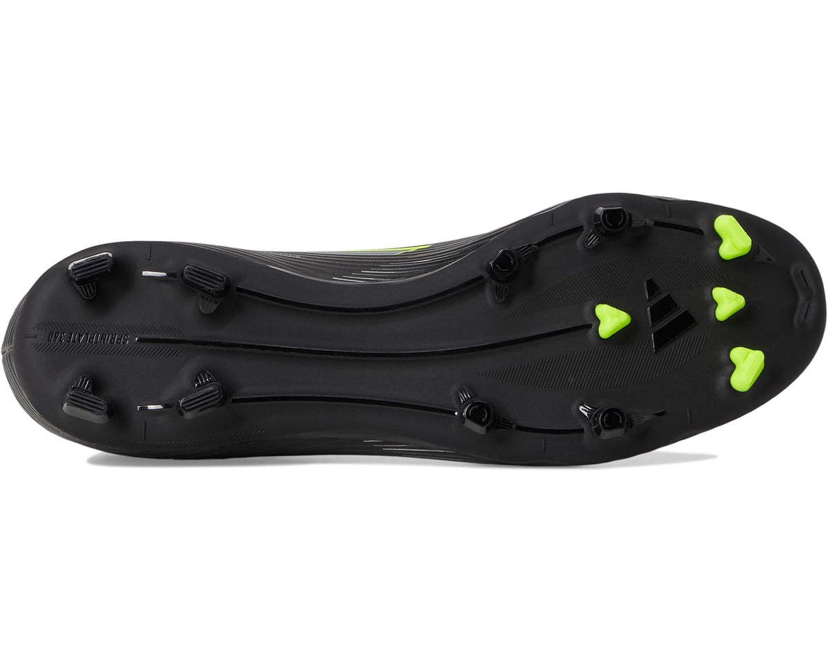 Unisex adidas F50 League Laceless Firm Ground Soccer Cleats Black/Iron Metallic/Lucid Lemon