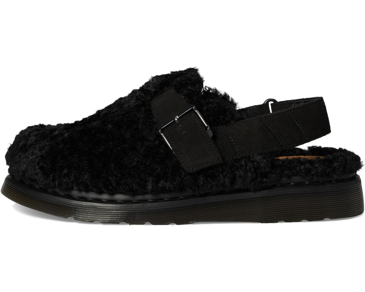 Unisex Dr. Martens Jorge II Faux Fur Lined Deluxe Borg Slingback Mules Black