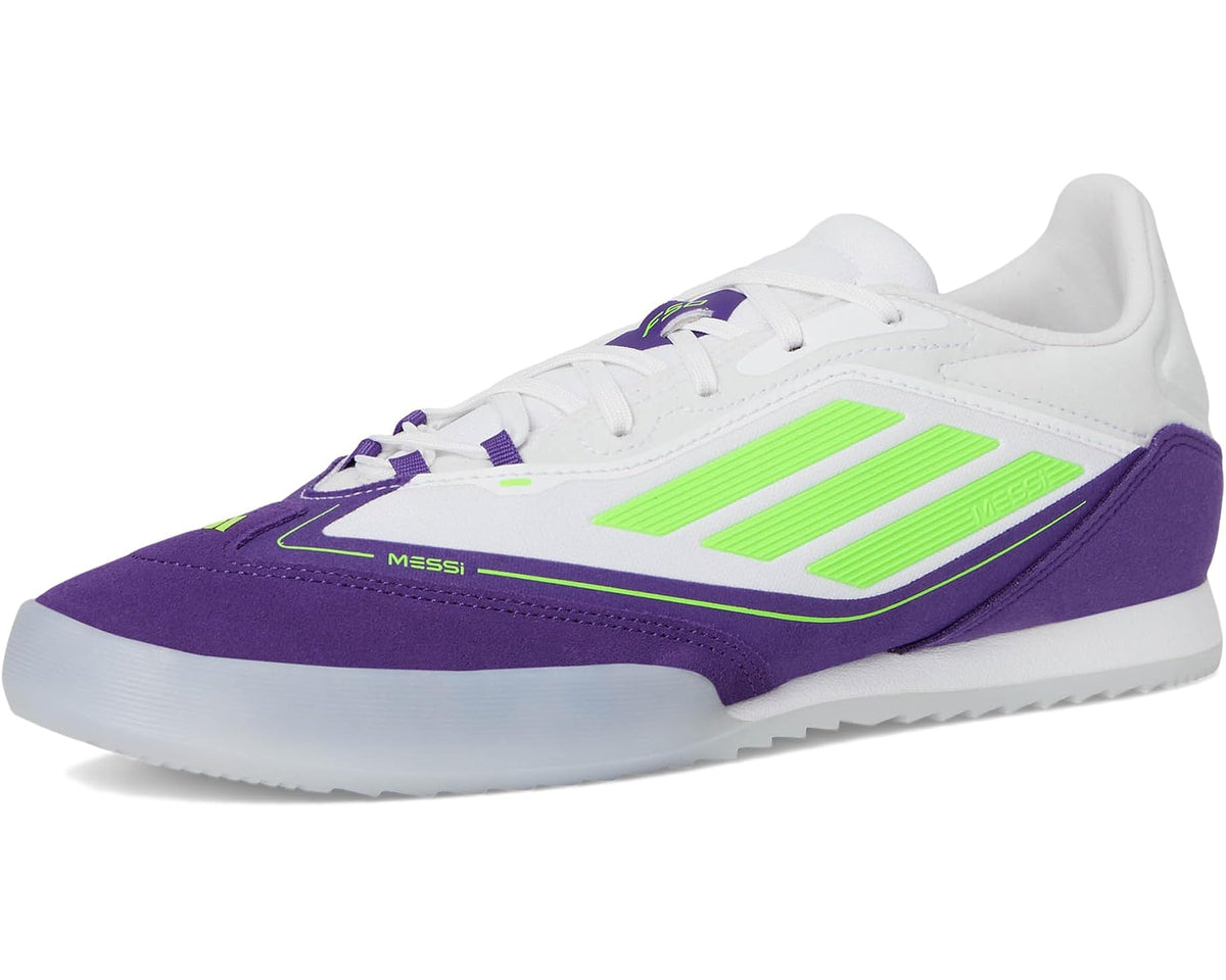 Unisex adidas F50 Freestyle 24 Messi Indoor Soccer Cleats White/Lucid Lemon/Unity Purple