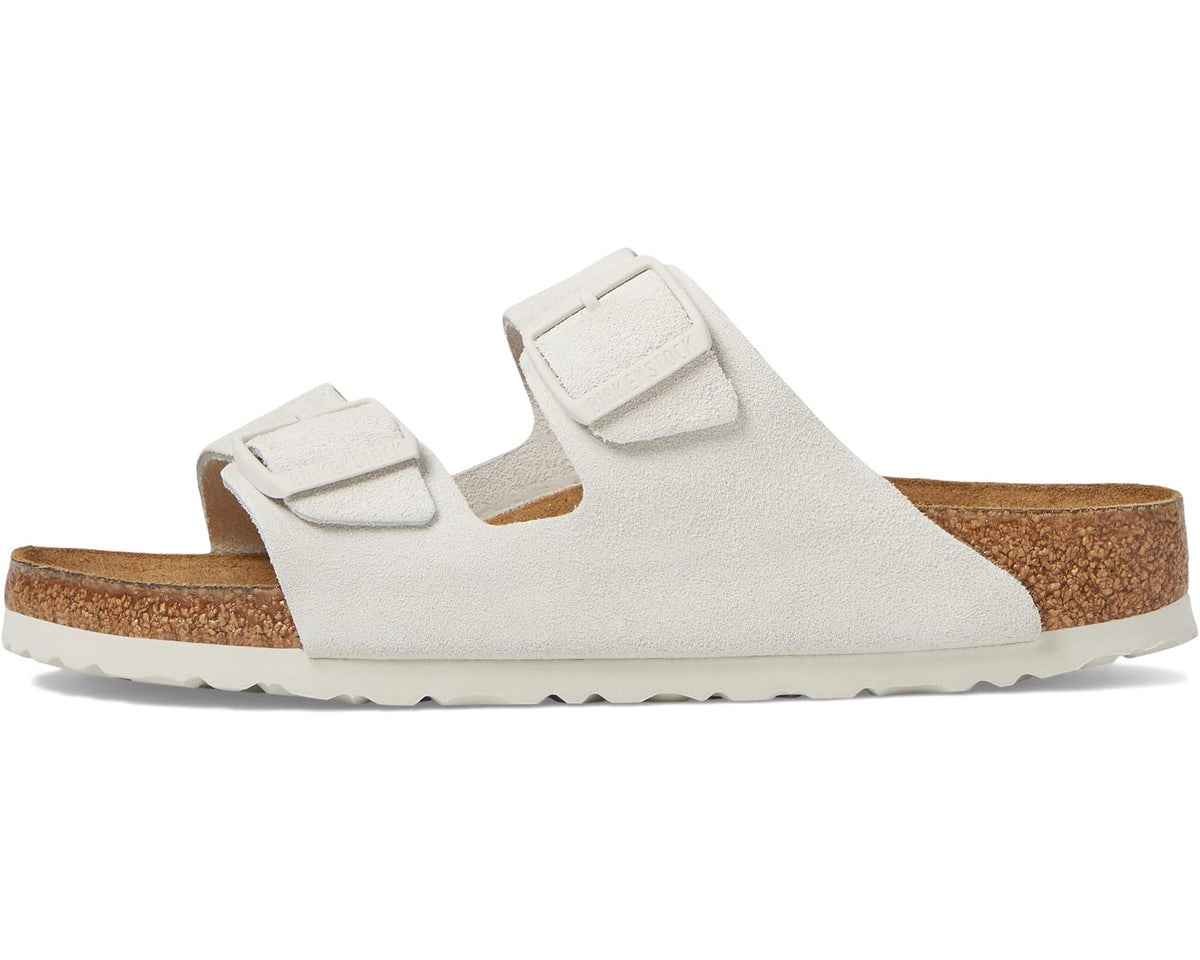 Unisex Birkenstock Arizona Soft Footbed  - Suede (Unisex) Antique White Suede
