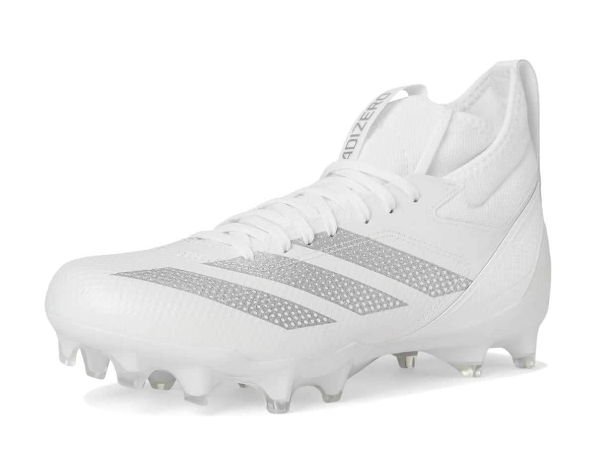 Unisex adidas adizero Impact Football Cleats White/Silver Metallic/White 1