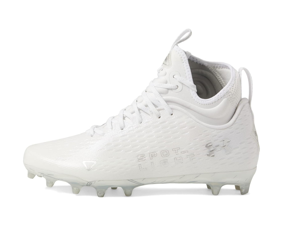 Men's Under Armour Spotlight Lux MC 2.0 Football Cleats White/White/Metallic Silver
