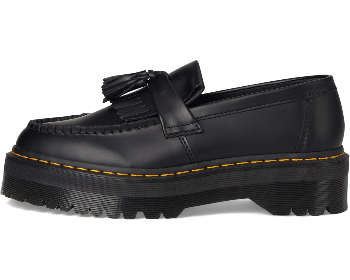 Unisex Dr. Martens Adrian Quad Leather Platform Loafers Black Smooth