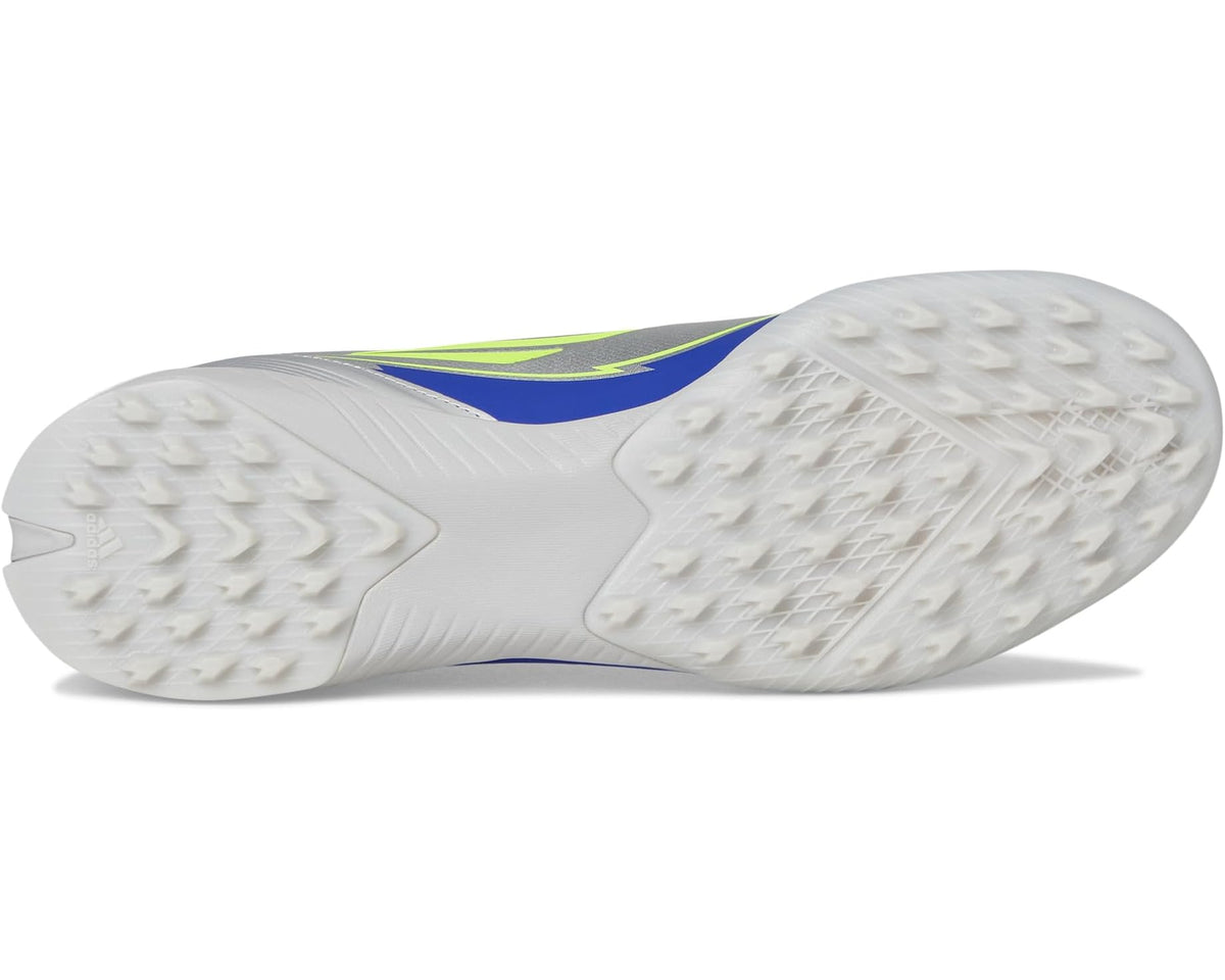 Unisex adidas F50 League Messi Turf Soccer Cleats Silver Metallic/Solar Yellow/Lucid Blue