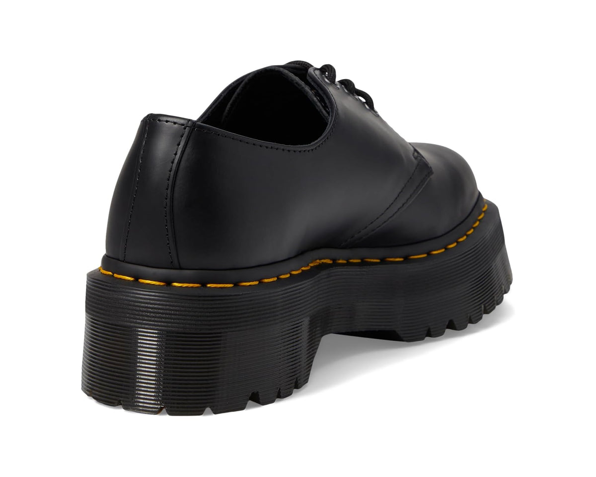 Unisex Dr. Martens 1461 Quad Smooth Leather Platform Shoes Black Polished Smooth