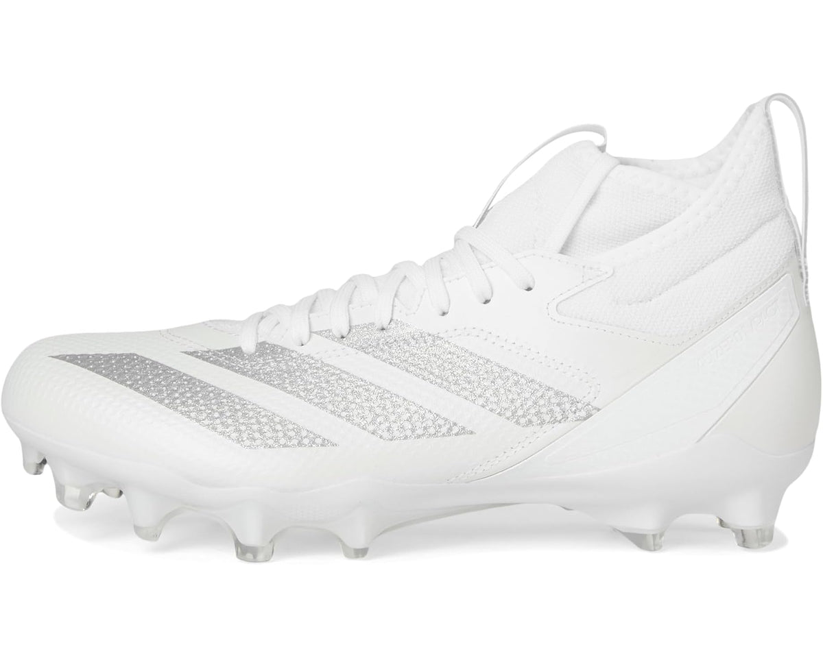 Unisex adidas adizero Impact Football Cleats White/Silver Metallic/White 1