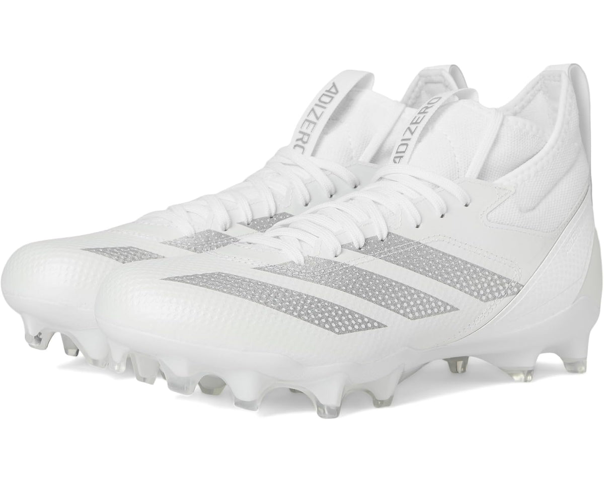Unisex adidas adizero Impact Football Cleats White/Silver Metallic/White 1
