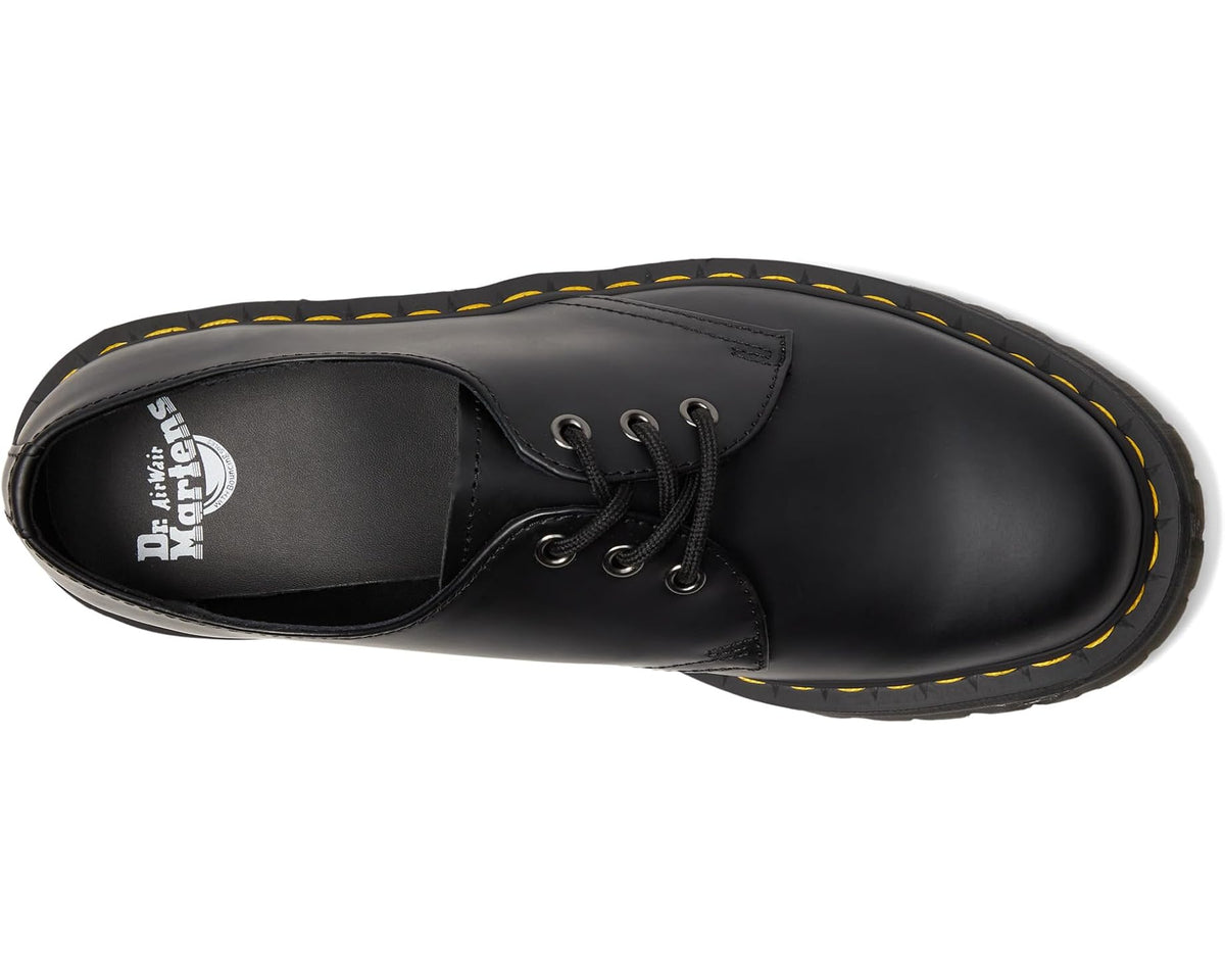 Unisex Dr. Martens 1461 Quad Smooth Leather Platform Shoes Black Polished Smooth