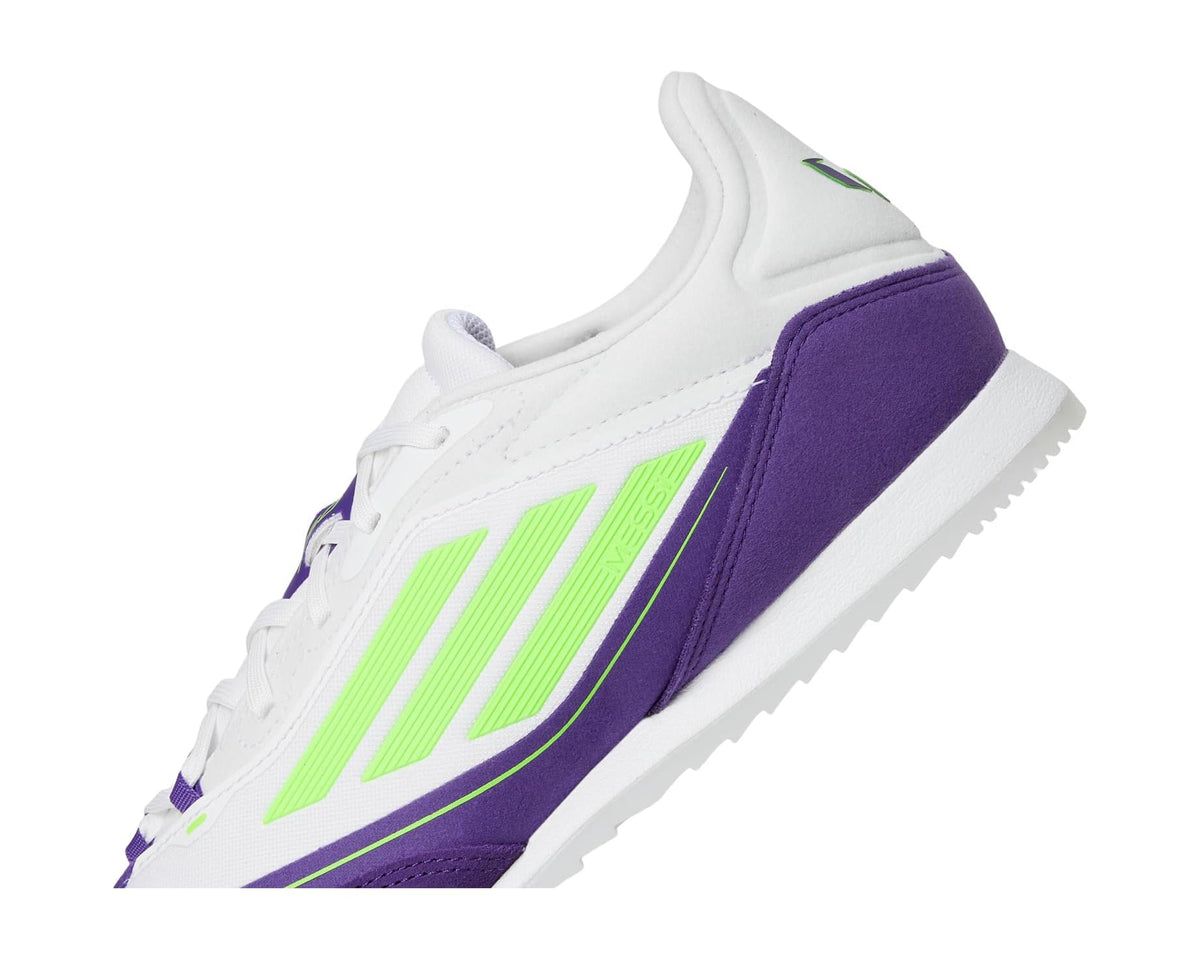 Unisex adidas F50 Freestyle 24 Messi Indoor Soccer Cleats White/Lucid Lemon/Unity Purple
