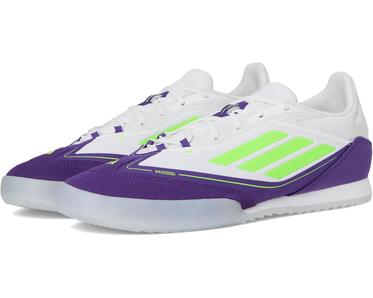 Unisex adidas F50 Freestyle 24 Messi Indoor Soccer Cleats White/Lucid Lemon/Unity Purple