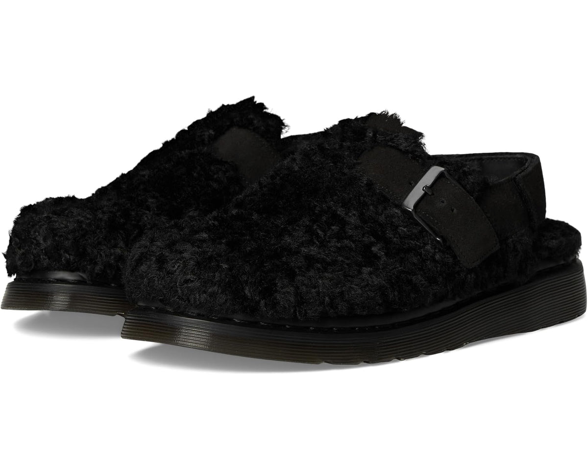 Unisex Dr. Martens Jorge II Faux Fur Lined Deluxe Borg Slingback Mules Black