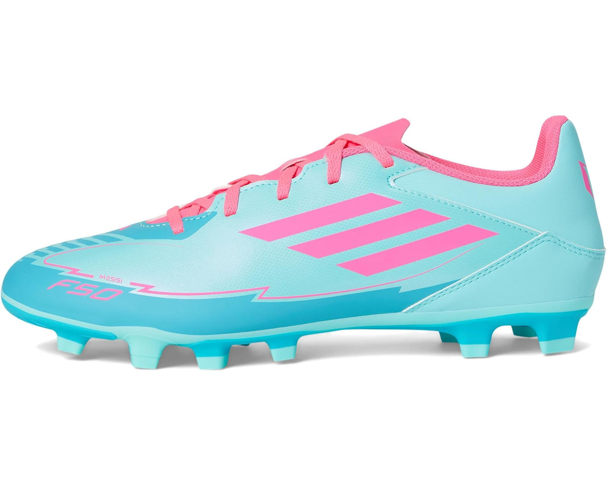 Unisex adidas F50 Club Messi Firm Ground/Multi Ground Soccer Cleats Flash Aqua/Lucid Pink/Lucid Cyan