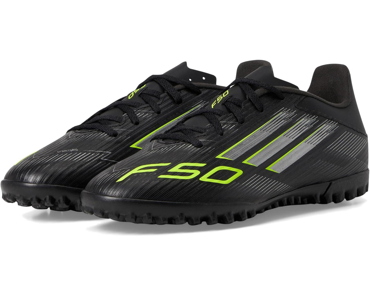 Unisex adidas F50 Club Turf Soccer Cleats Black/Iron Metallic/Lucid Lemon