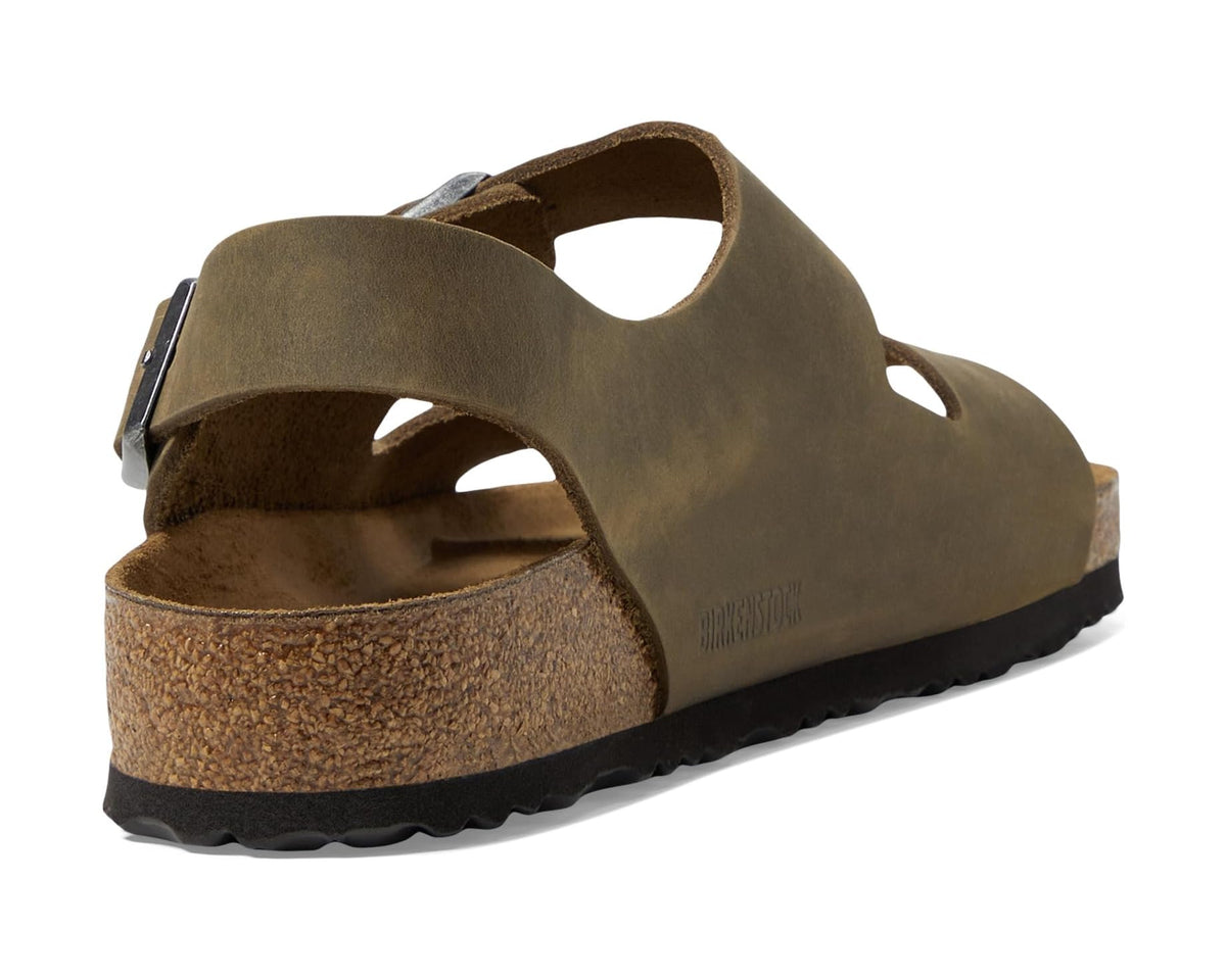 Unisex Birkenstock Milano - Leather Soft Footbed (Unisex) Faded Khaki Oiled Leather