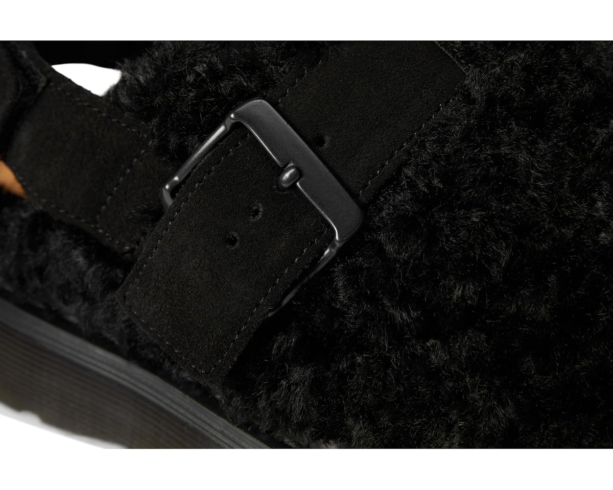 Unisex Dr. Martens Jorge II Faux Fur Lined Deluxe Borg Slingback Mules Black