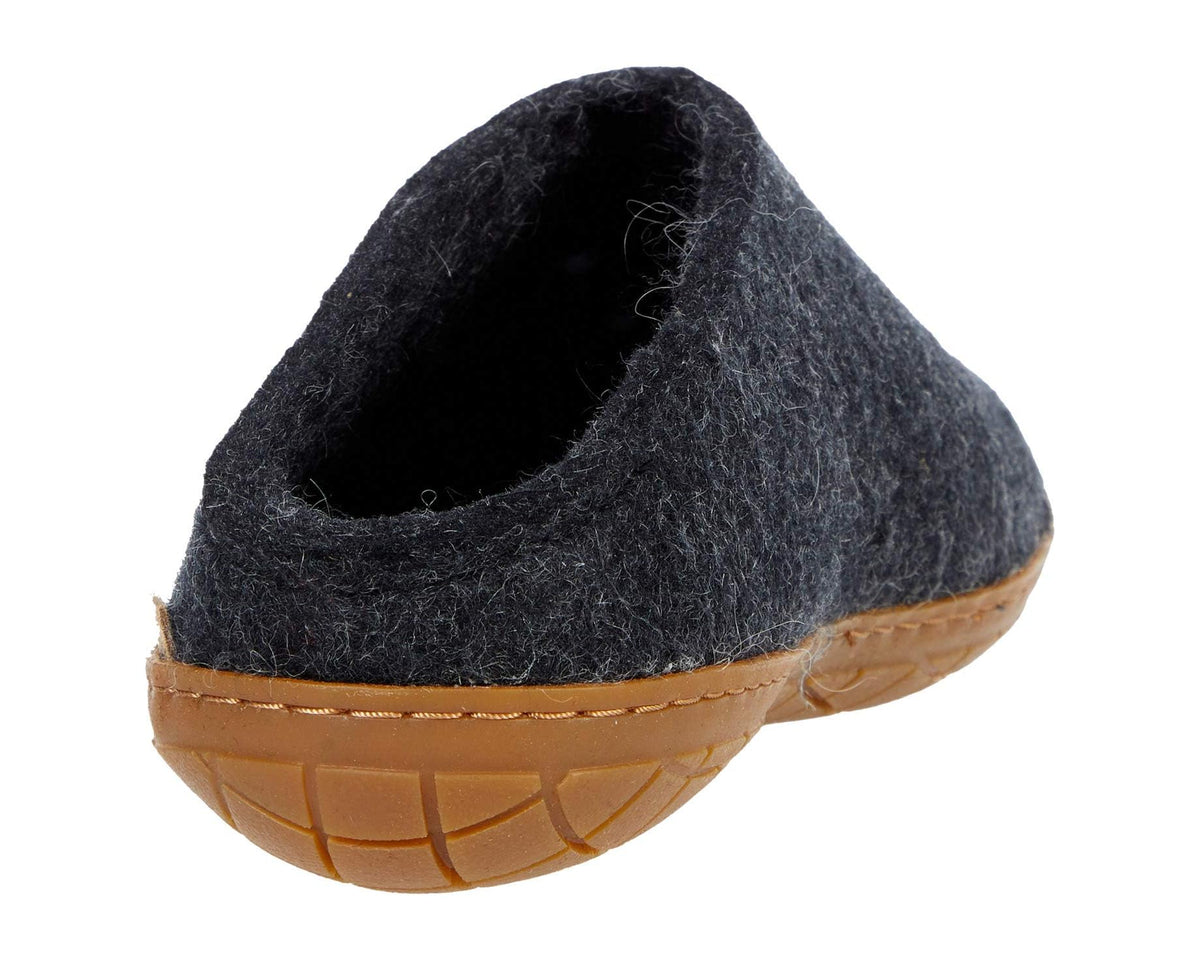 Unisex Glerups Wool Slip-On Rubber Outsole Charcoal/Honey Rubber
