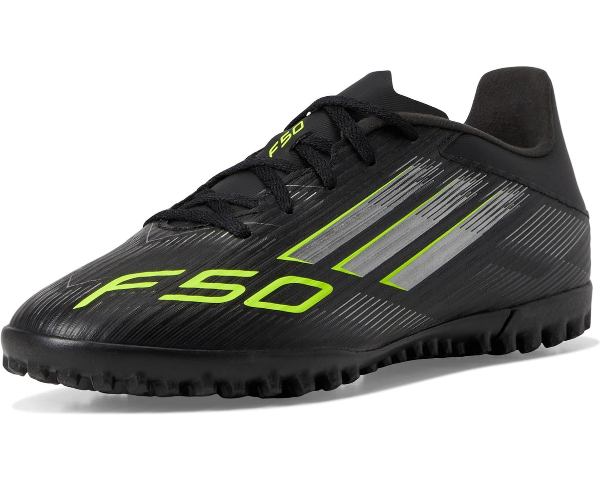 Unisex adidas F50 Club Turf Soccer Cleats Black/Iron Metallic/Lucid Lemon