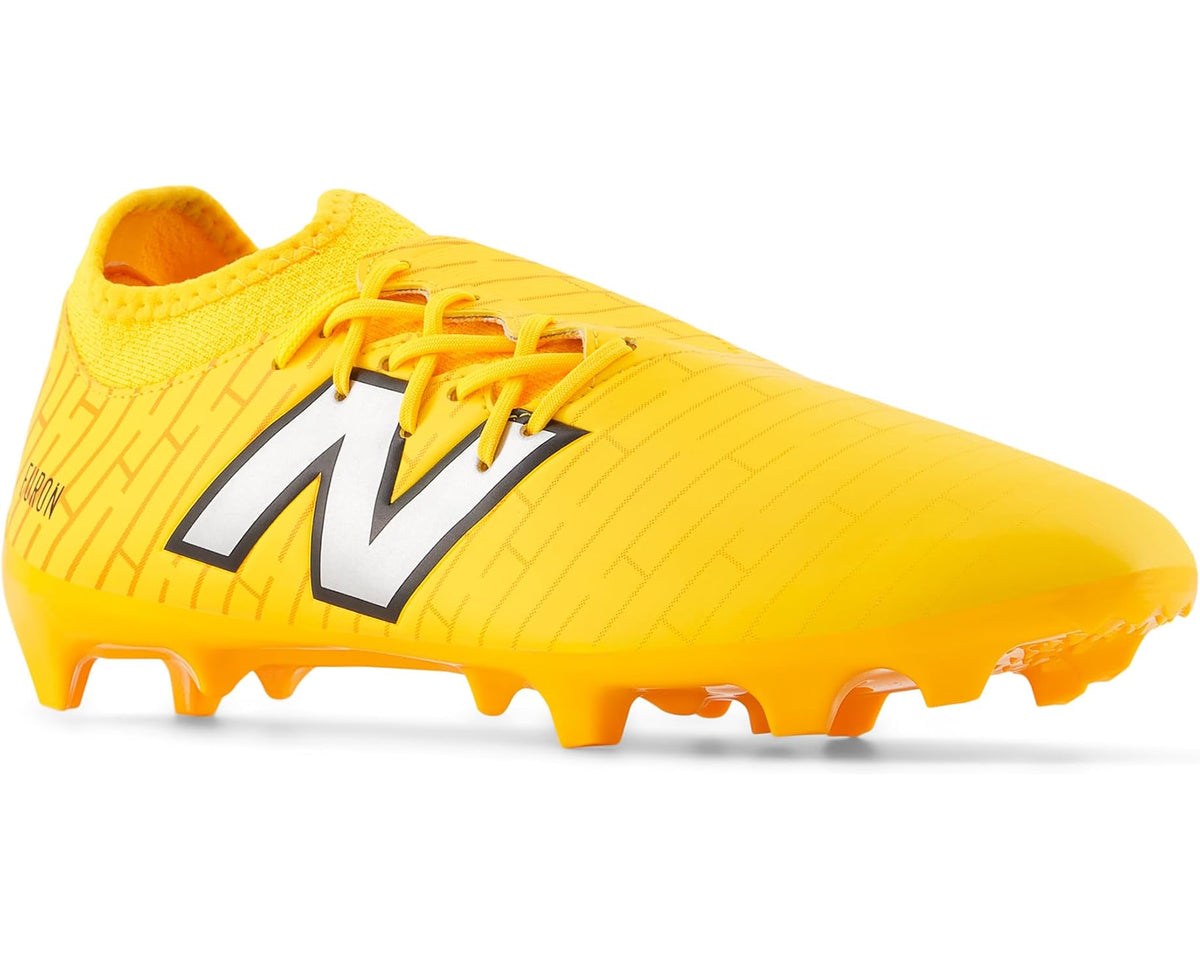 Unisex New Balance FURON DISPATCH FG V7+ Soccer Cleats Sun Glow/Metallic Silver