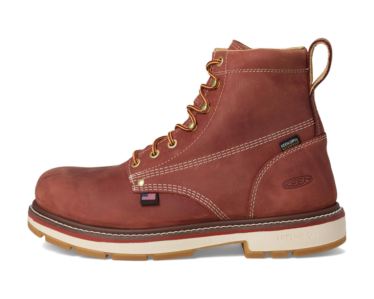 Men's KEEN Utility Liberty 6 Waterproof 90? Heel Boot (Carbon Toe) Bombay Brown/Gum