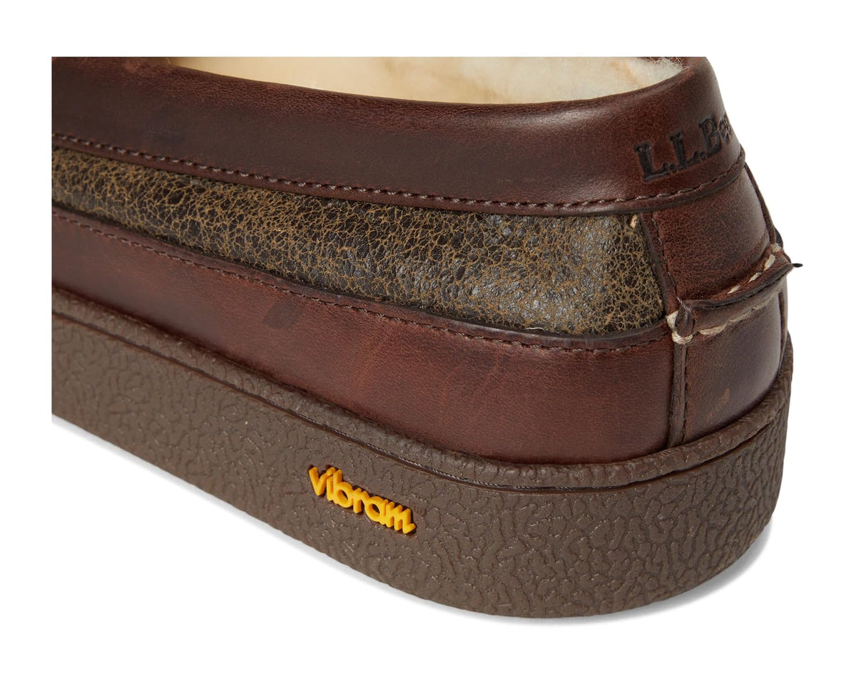 Men's L.L.Bean Lodge Moc Vibram Shearling Slippers Deepest Brown