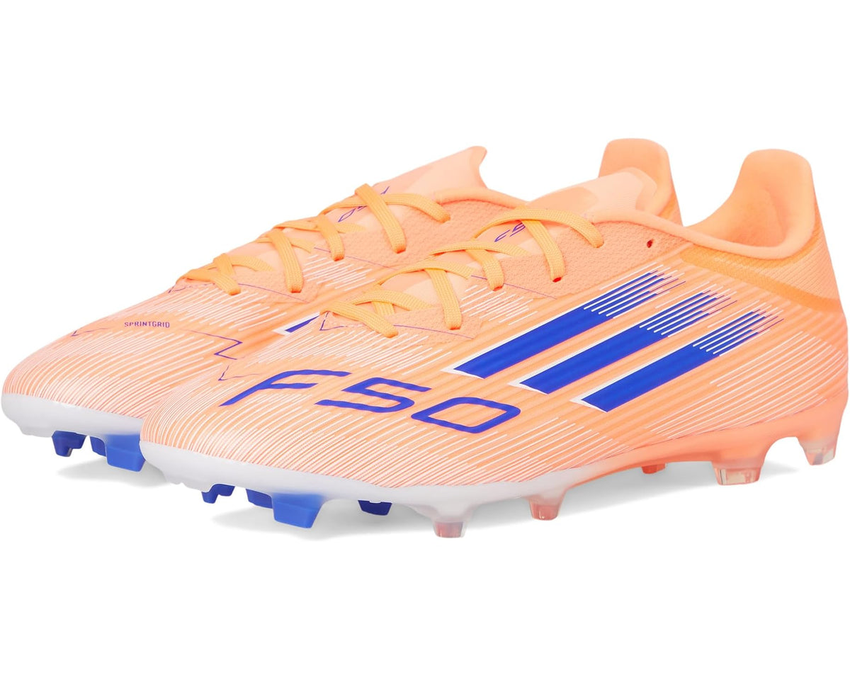 Unisex adidas F50 League Firm Ground Soccer Cleats Beam Orange/Lucid Blue/White