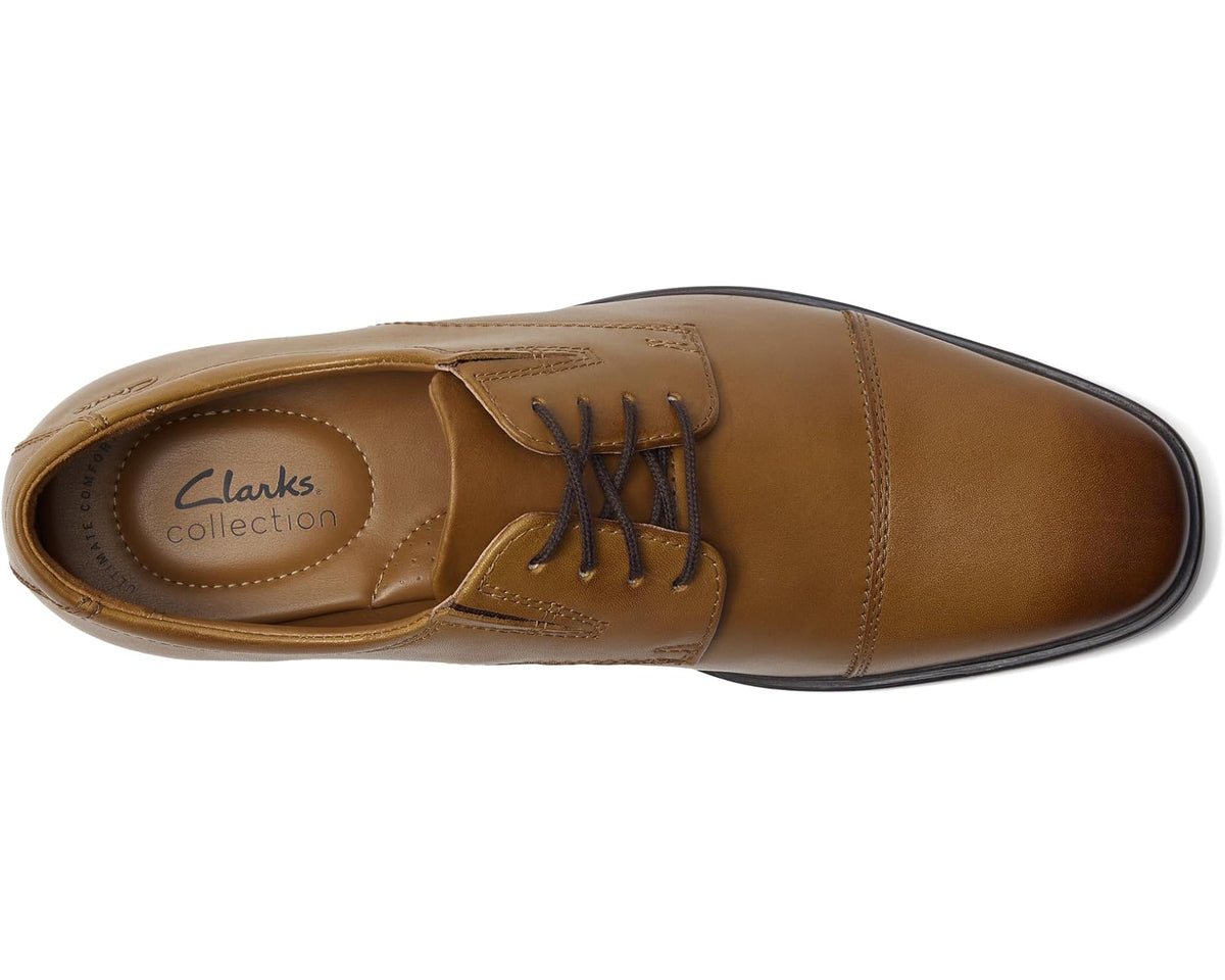 Men's Clarks Tilden Cap Dark Tan Leather