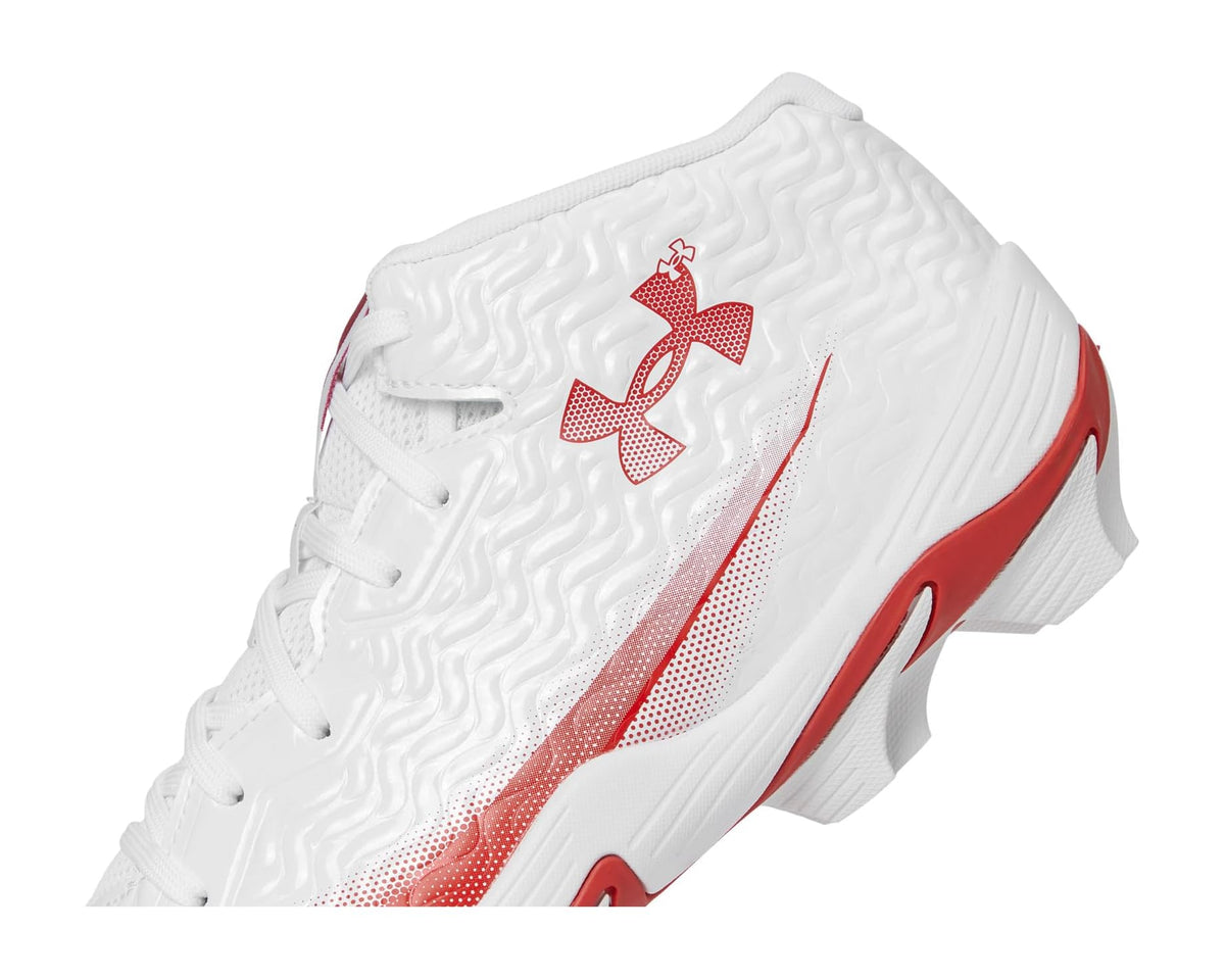 Men's Under Armour Spotlight Hammer RM Football Cleats White/Red/Red