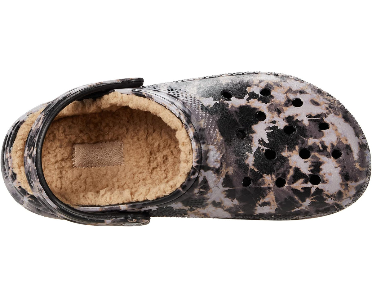 Unisex Crocs Classic Lined Tie-Dye Clog Black/Bleach Dye