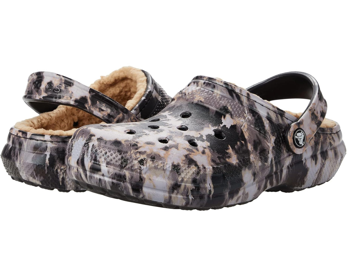 Unisex Crocs Classic Lined Tie-Dye Clog Black/Bleach Dye