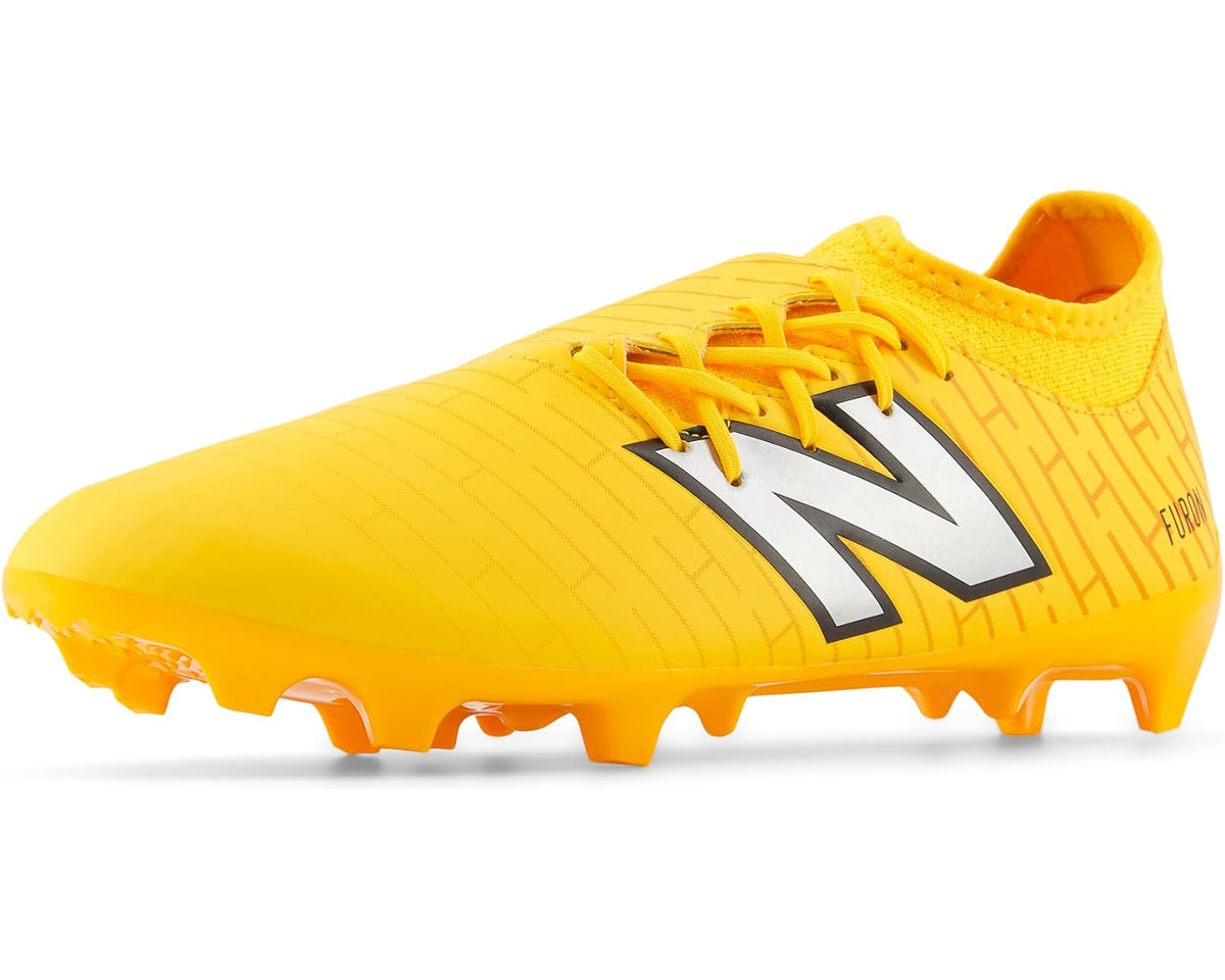 Unisex New Balance FURON DISPATCH FG V7+ Soccer Cleats Sun Glow/Metallic Silver
