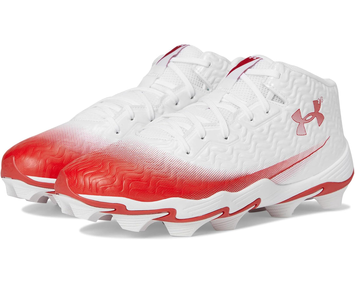 Men's Under Armour Spotlight Hammer RM Football Cleats White/Red/Red