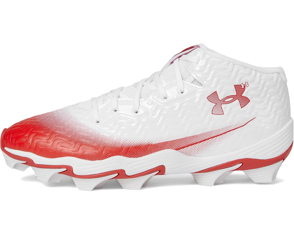 Men's Under Armour Spotlight Hammer RM Football Cleats White/Red/Red